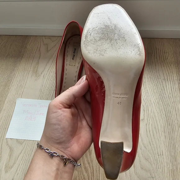 Miu Miu Red Patent Women's Shoes Size 41 - Picture 4 of 5